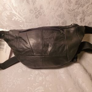 Black leather waist fanny pack